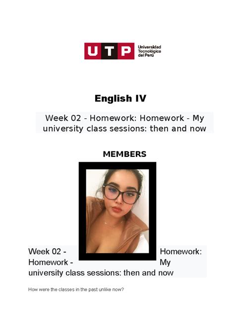 Semana 2 Ingles Utp Ingles IV Week 02 Homework Homework My