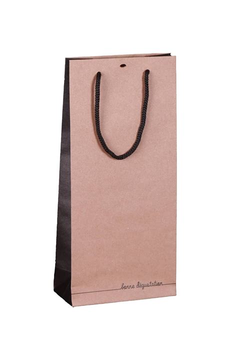 Sac Elusa Papier Kraft Brun Noir 2 Bouteilles FSC7