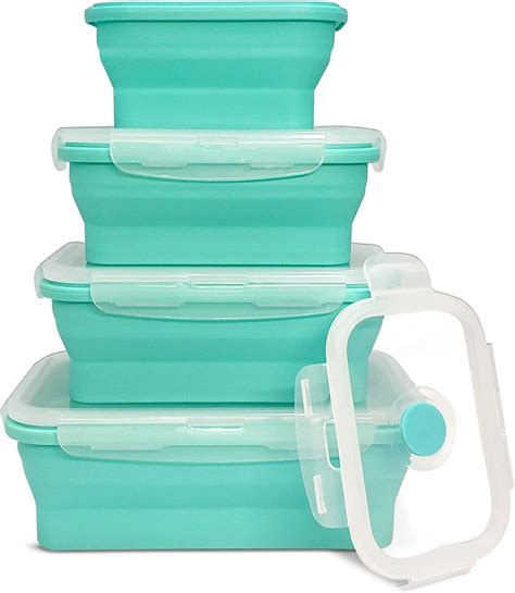 Collapsible Silicone Food Storage Container Set With Lids Microwaveable Freezer Dishwasher Safe