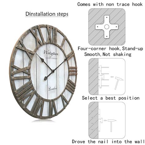 Buy Westzytturm Extra Large Wall Clock Wood Rustic Farmhouse Vintage