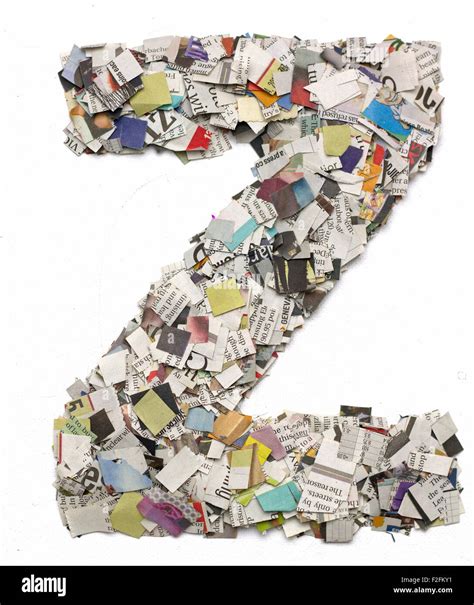 The Letter Z Made From Newspaper Confetti Stock Photo Alamy