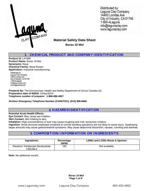 PDF Borax Material Safety Data Sheet Laguna PDF FileMaterial