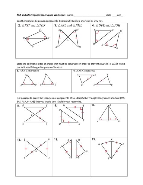 Triangle Congruence Worksheet — Db