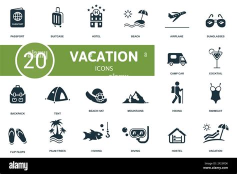 Vacation Icon Set Contains Editable Icons Vacation Theme Such As