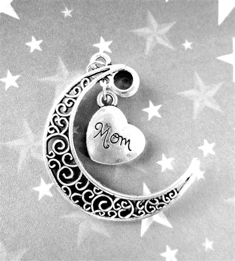 2 Crescent Moon Pendants Silver Mom Moon Charms Cresent Moon Pendant