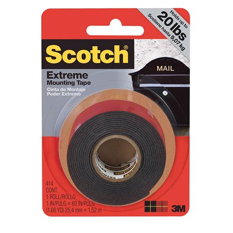 Scotch Extreme Mounting Tape 1 X 60 Roll Black 3M 414 Racks