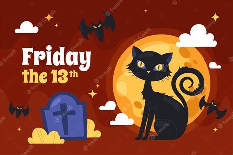 Premium Vector | Flat friday the 13th background with black cat