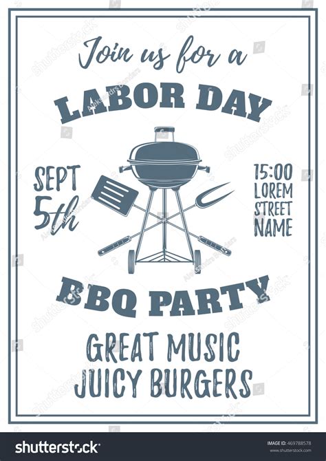 Labor Day Bbq Party Poster Template Stock Vector (Royalty Free) 469788578