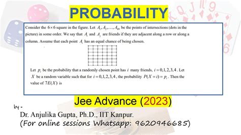 Jee Adv Probability Problem And Solution Youtube