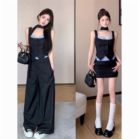 Littlefish Cô Gái Mùa Hè Pure Desire Hot Girl Thiết Kế Cảm Giác Màu Sắc Tương Phản Giả Hai