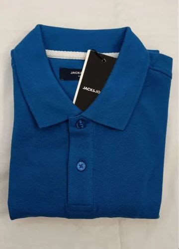 Cotton Jack And Jones Plain Blue T Shirt Polo Neck At Rs 1999 Piece In