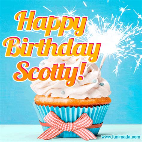 Happy Birthday Scotty Elegant Cupcake With A Sparkler