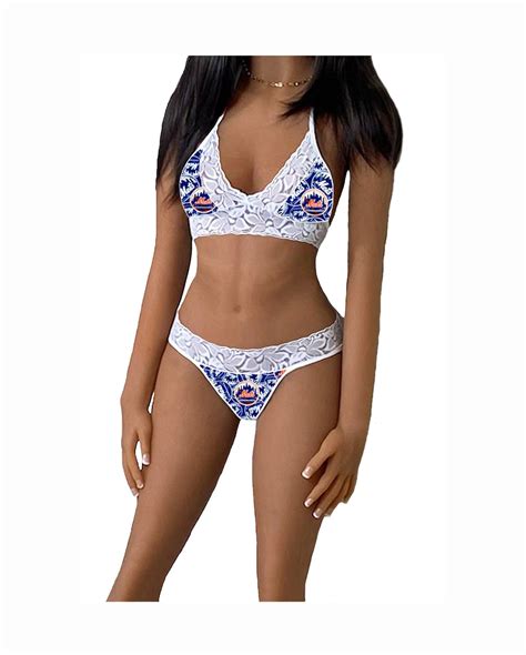 Mets Lingerie Tie Top String Panty New York Mets White Lace Lingerie Set Cute Baseball