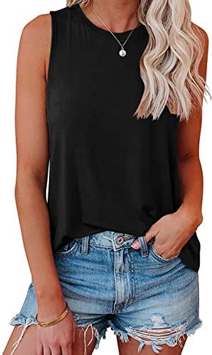 Bliwov Womens Tank Tops Crewneck Loose Fit Basic Solid Color Casual