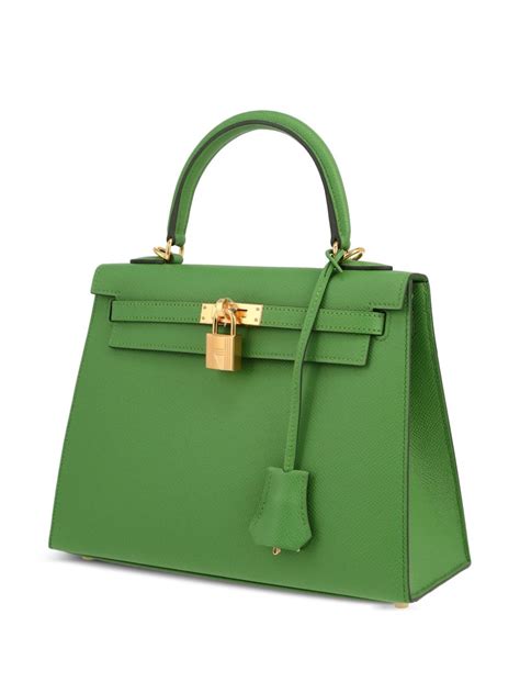 Herm S Pre Owned Kelly Sellier Two Way Handbag Green Farfetch