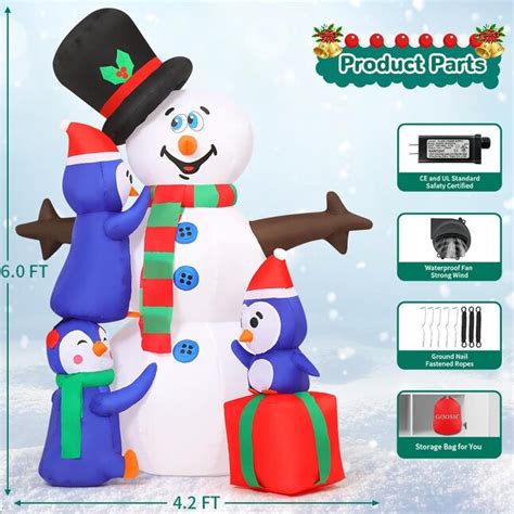 Goosh 5 6 Ft Lighted Snowman Christmas Inflatable Dj Sd 27215 At