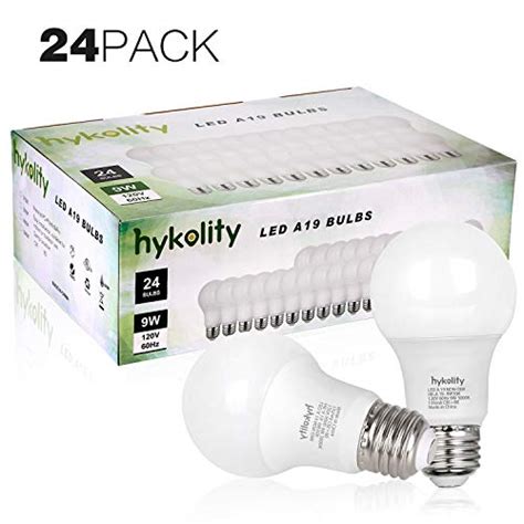 Hykolity 24 Pack 60w Equivalent A19 Led Light Bulb 9w 3000k Warm White 800lm E26 Medium Base