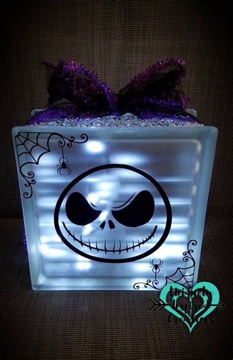 Jack Skellington Light Up Glass Block Nightmare Before Etsy Jack