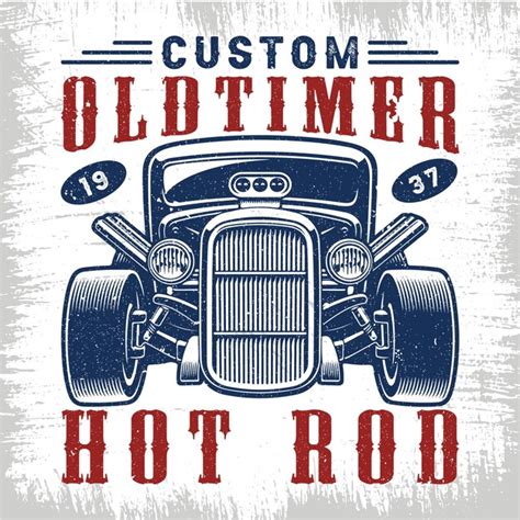 Vetor De Design De Camiseta Hotrod Hot Rod Personalizado Oldtimer Pro Vector Vetor Premium