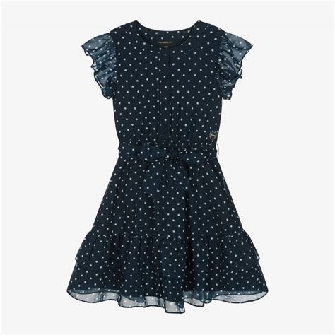 Guess Junior Girls Blue Chiffon Polka Dot Dress Childrensalon