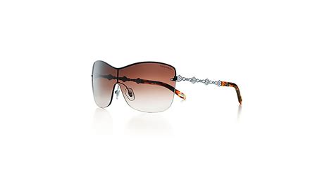 Tiffany Garden Shield Sunglasses In Tortoise Acetate With Austrian Crystals Tiffany And Co