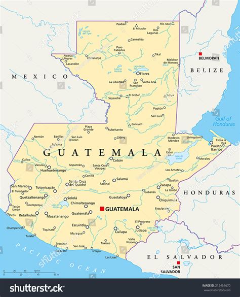 Guatemala Political Map Capital Guatemala City Stock Vector (Royalty ...