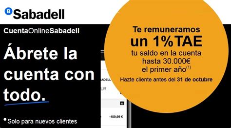 El Banco Sabadell elimina los 50 de bienvenida sí mantiene al 1 TAE