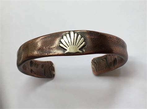 Camino De Santiago Copper And Silver Handmade Shell Cuff Bracelet