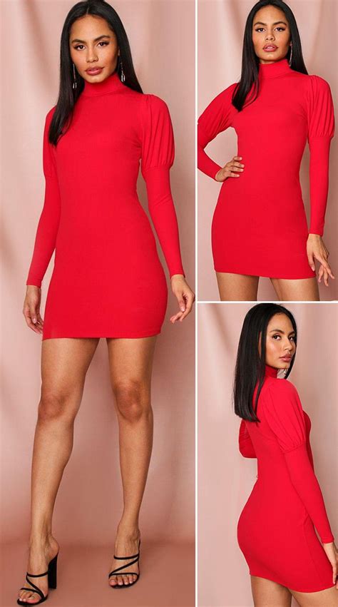 Puff Sleeve Bodycon Mini Dress Hot Sale Cute Dresses Beautiful