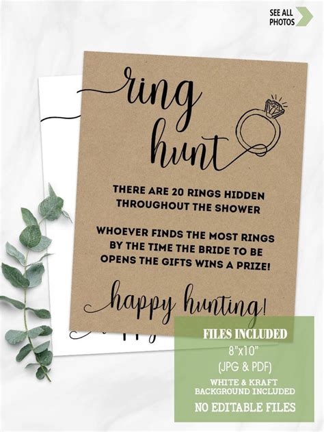 Ring Hunt Bridal Shower Game Find The Rings Game Rustic Country Chic