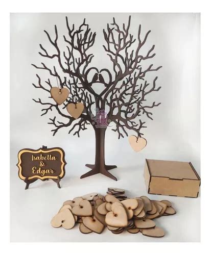 Árbol De Firmas Mdf Boda Con 100 Corazones Personalizado Meses sin