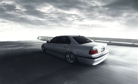 Silver Sedan Car BMW E38 Stance 7 Series 740IL HD Wallpaper