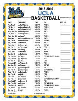 Printable 2018-2019 UCLA Bruins Basketball Schedule