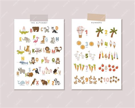 Premium Vector | Set of 2 Educational Posters Kids Wall Decor ...