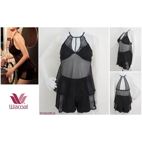 Jual Baju Tidur Lingerie Set Wanita WACOAL Bahan Mesh Transparan Pakaian Tidur Lingerie IN