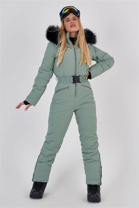 Olive Ski Suit Women One Piece Winter Snowsuit Women Warm Suit Etsy