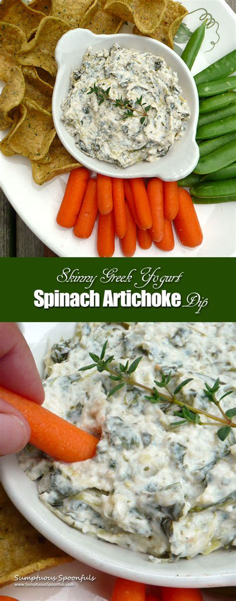 Skinny Greek Yogurt Spinach Artichoke Dip Sumptuous Spoonfuls