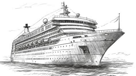 Premium Photo | Drawing Sketch Cruise Ship Generative AI