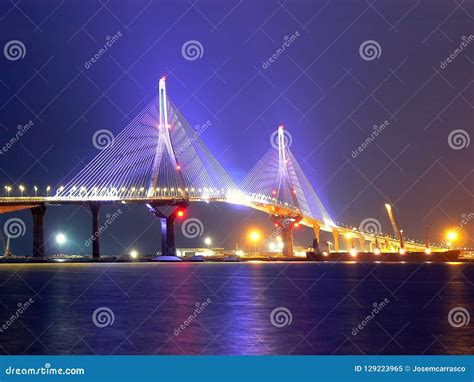 Dusk On The Bridge Of The Constitution Called La Pepa In The Bay Of