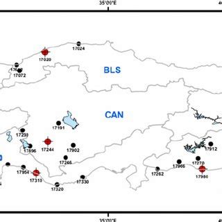 Physical geography regions and stations used in the study. EAN Eastern ...