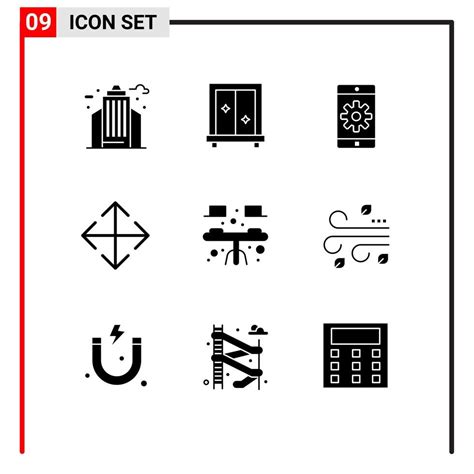 Group Of Modern Solid Glyphs Set For Interior Desk Application