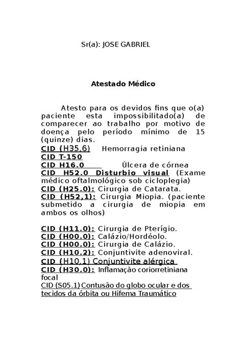 Cid J189 Quantos Dias De Atestado