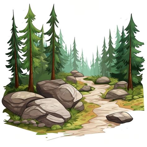 Premium Photo | Cartoon illustration of a winding forest path