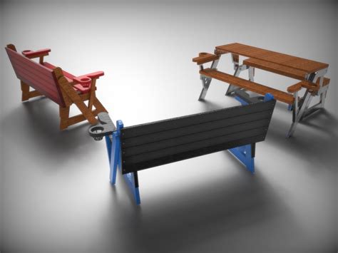 SolidWorks - Складной уличный стол с лавками трансформер в скамью ...