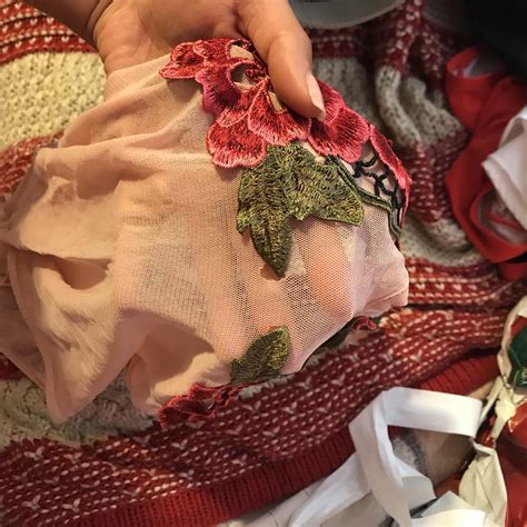 Nude Mesh Body Suit With Floral Detail Red Flower Depop