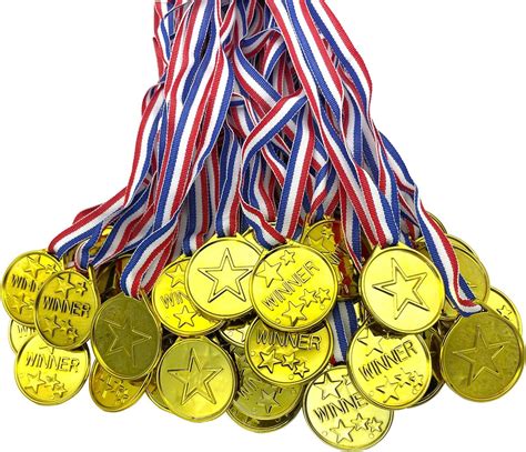 Oisinlas 50 Pcs Gold Plastic Winner Medals For Kids Sports Soccer