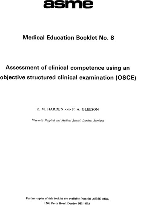 Assessment Of Clinical Competence Using An Objective Structured