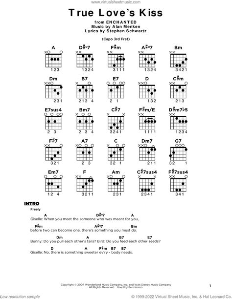 True Love S Kiss From Enchanted Sheet Music For Guitar Solo