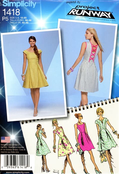 Simplicity 1418 Project Runway Dress With Bodice Variations Size 12 14