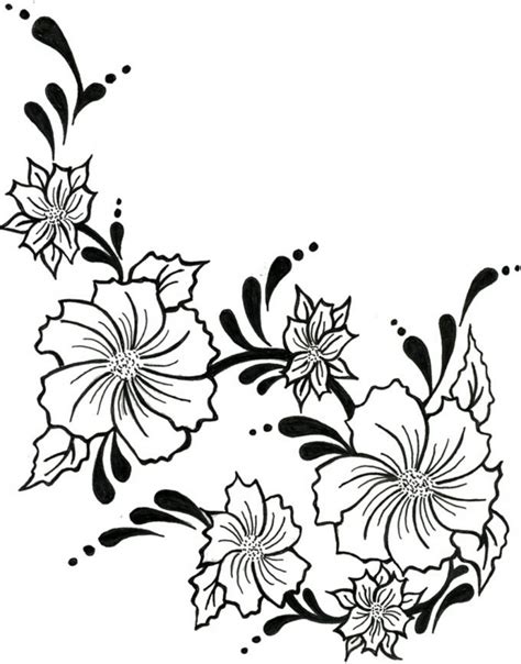 Fajarv Simple Flower Vine Clipart Black And White